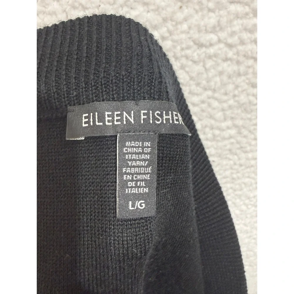 EILEEN FISHER Striped Knit Pencil Skirt‎ Charcoal Gray Black L/G